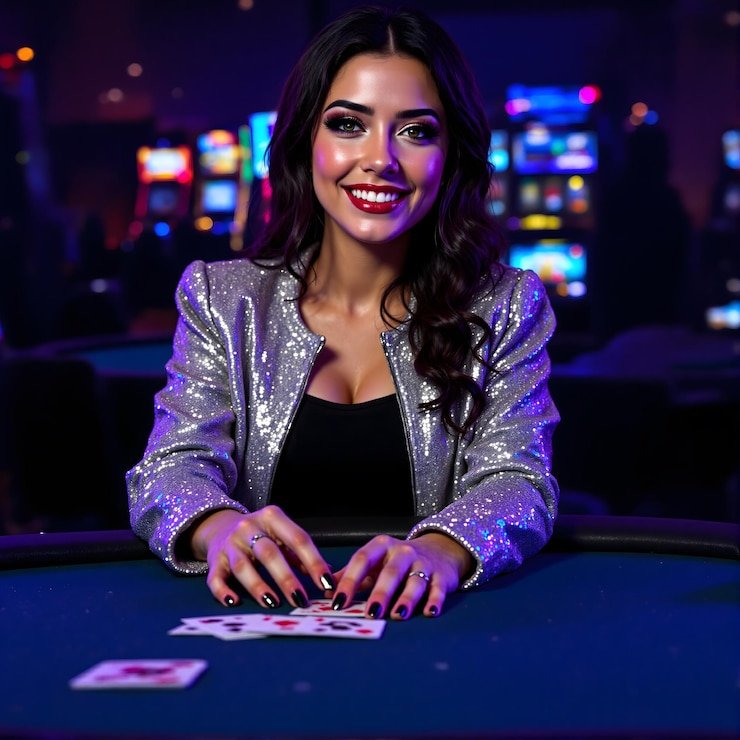 Layar permainan Infinite Blackjack dengan dealer profesional di studio live tv toto